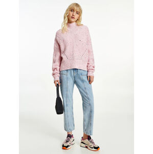 Tommy Jeans dámský světle růžový svetr SOFT NEPS - S (TOJ)